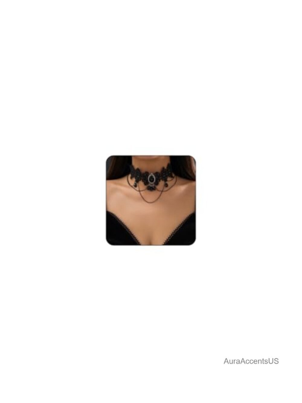 Gothic Lace Choker Necklace Crystal Pendant Vintage Cosplay Jewelry